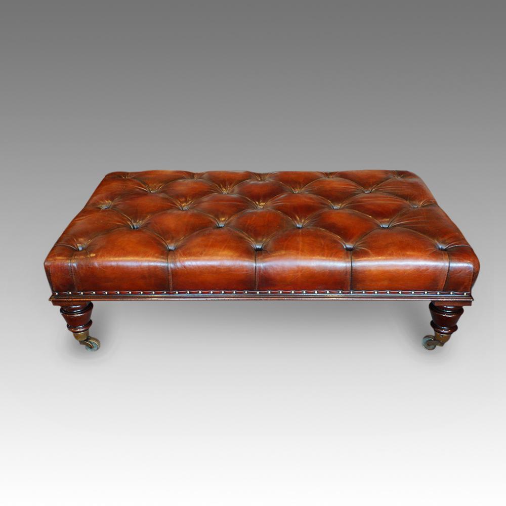 Large Leather Banquet Stool 1
