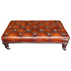 Large Leather Banquet Stool