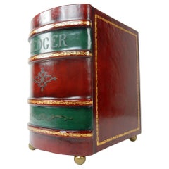 Leather Bound Ledger Magazine Holder Italian, 1950s