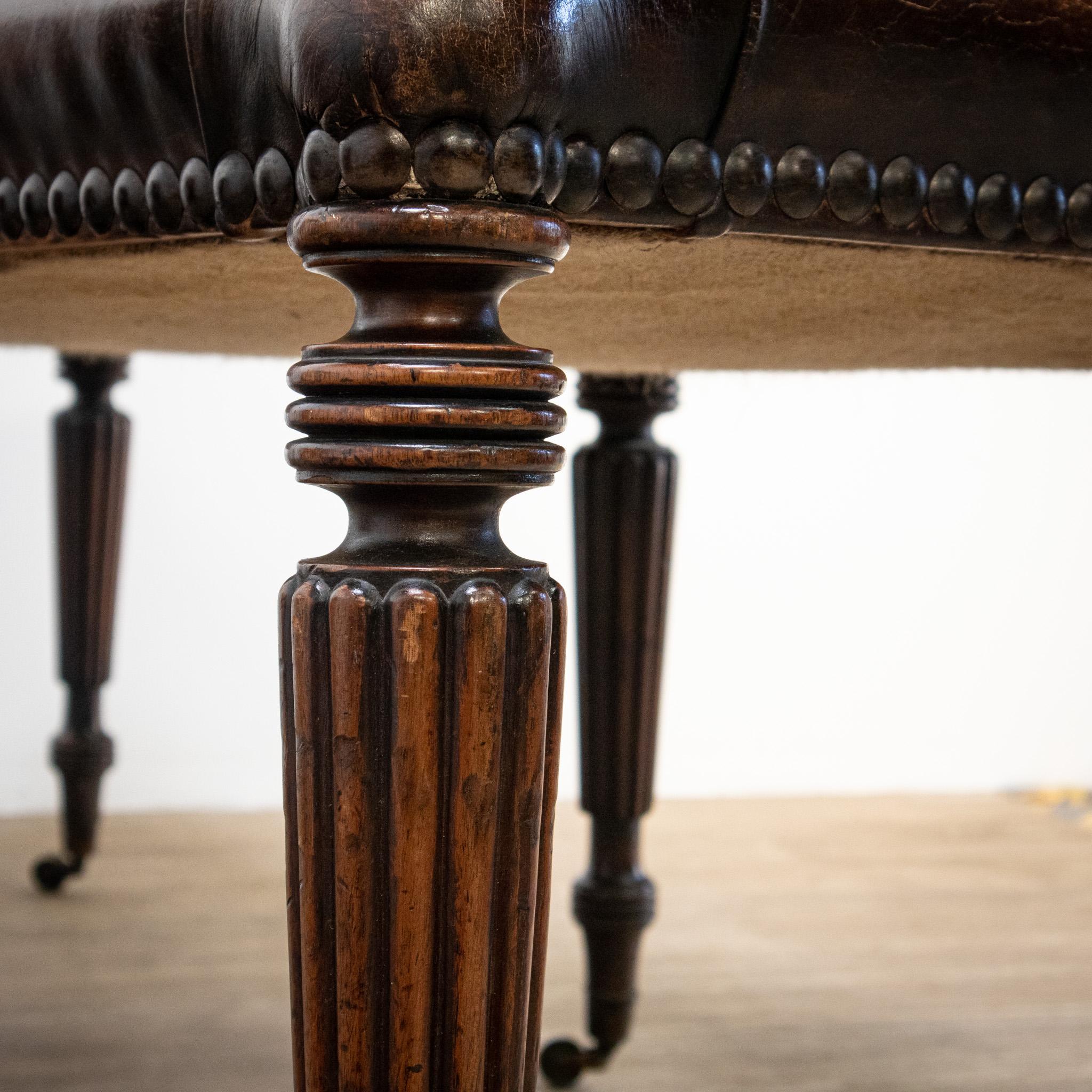 Large Leather Buttoned Stool For Sale 3
