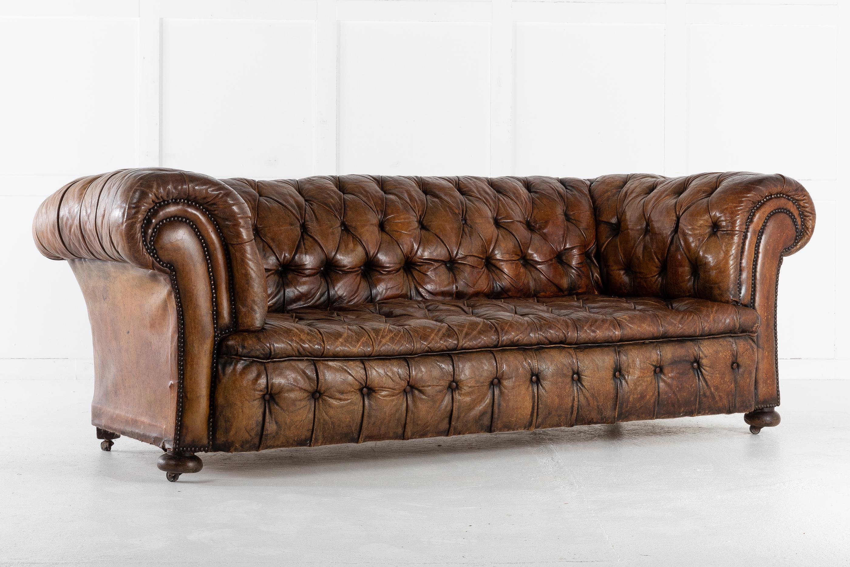 Large Leather Chesterfield, circa 1900 1