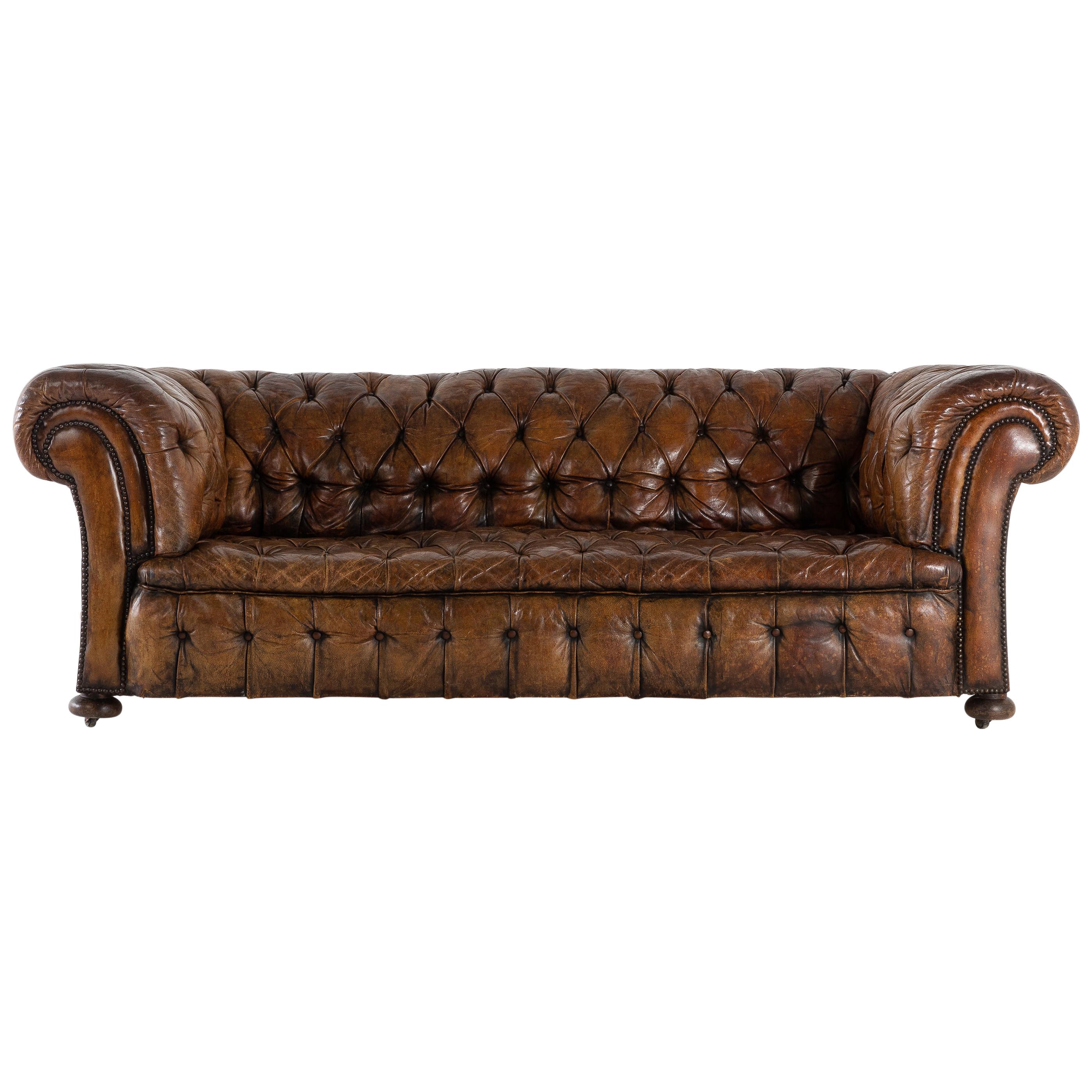 Large Leather Chesterfield, circa 1900