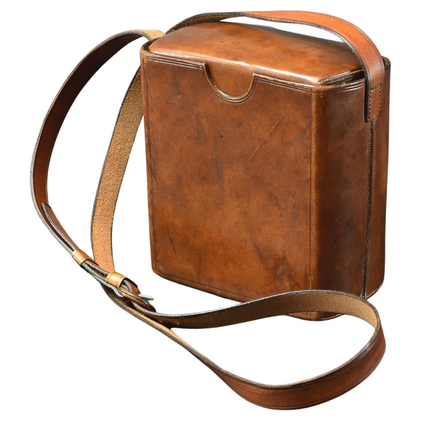 Large Leather Cigar Case with Shoulder Strap, circa 1900 For Sale