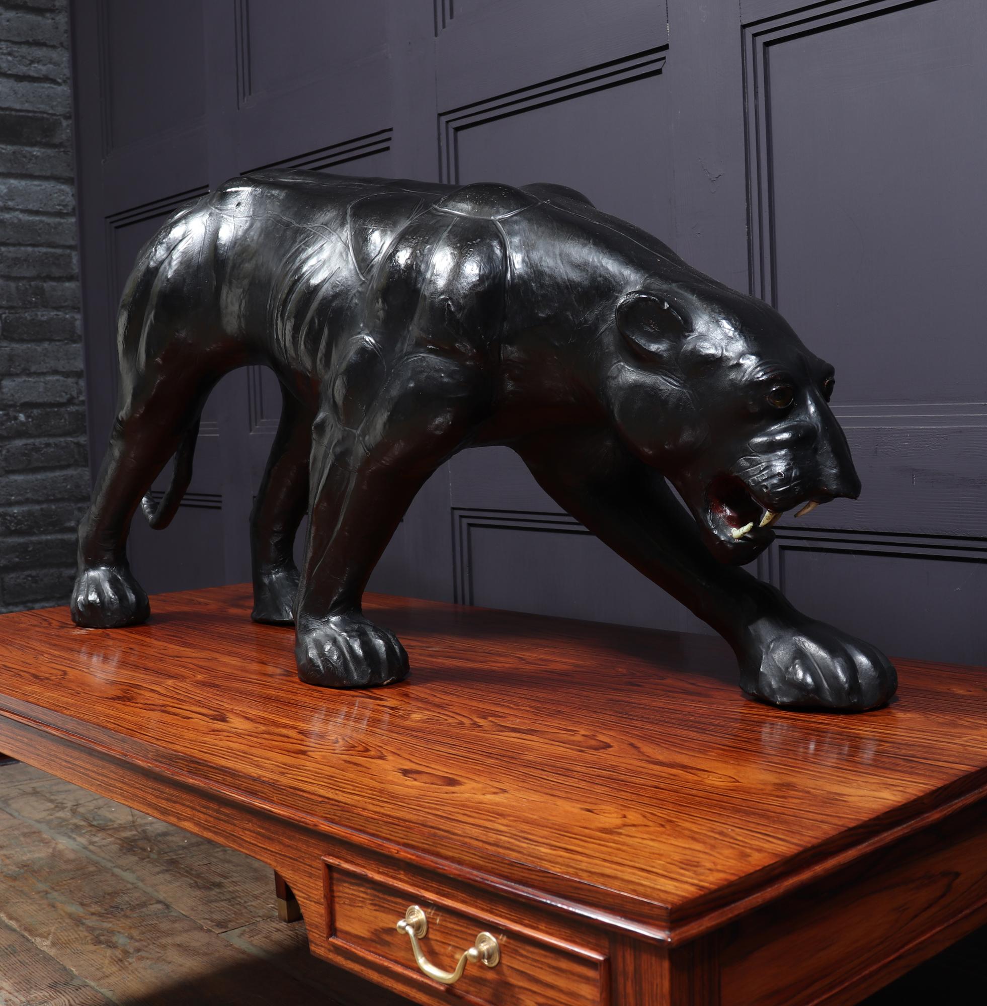 Large Leather Clad Panther Sculpture For Sale 7