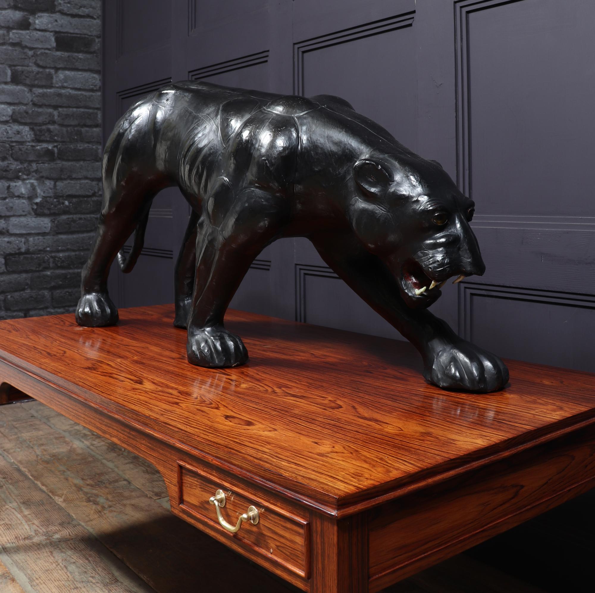 Large Leather Clad Panther Sculpture For Sale 8