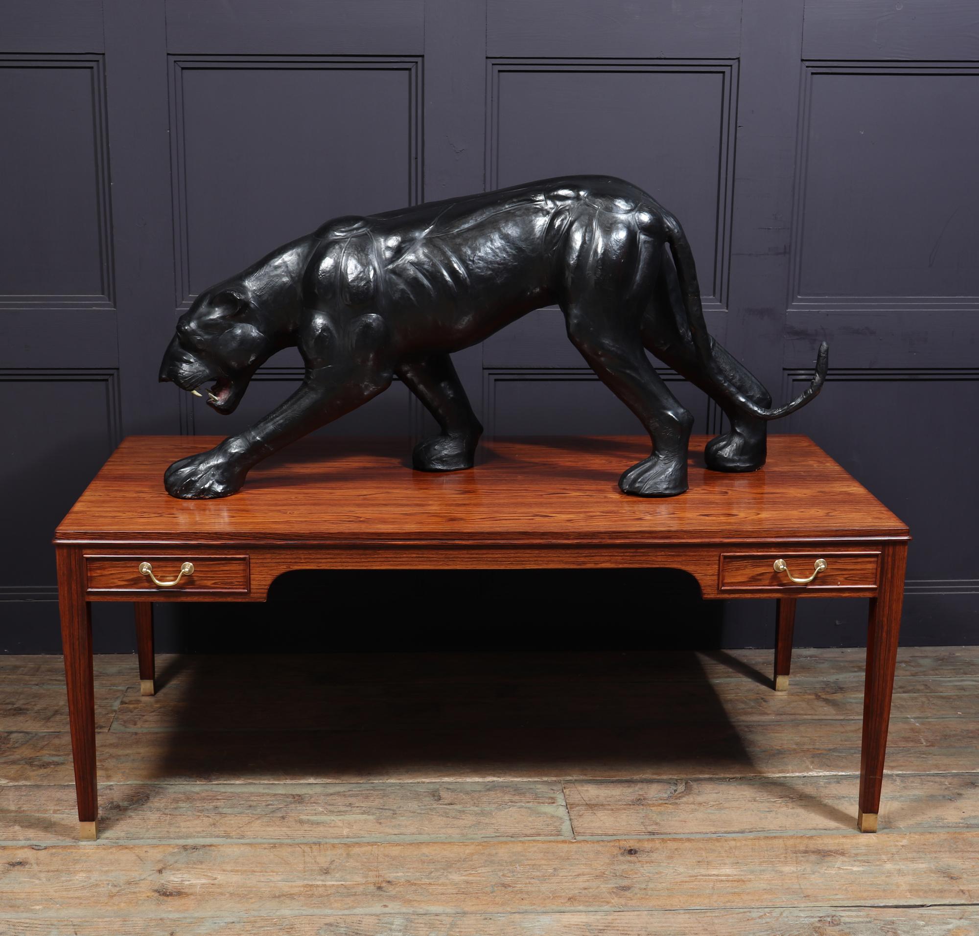 20th Century Large Leather Clad Panther Sculpture For Sale