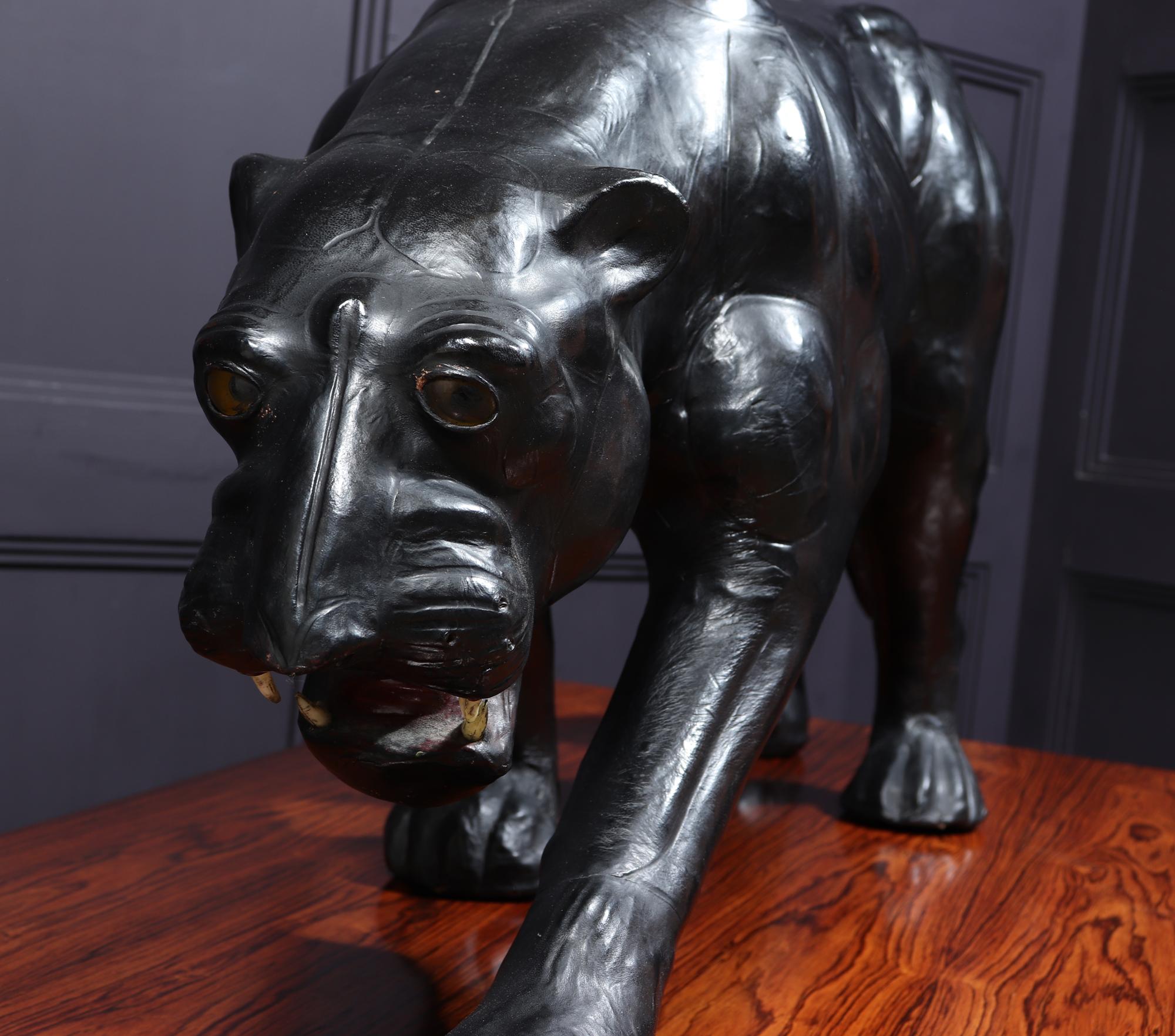 Large Leather Clad Panther Sculpture For Sale 2