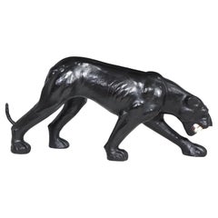 Large Leather Clad Panther Sculpture