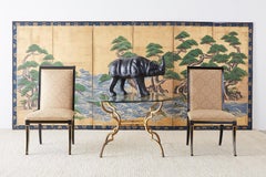 Large Leather Clad Rhino Sculpture or Footstool