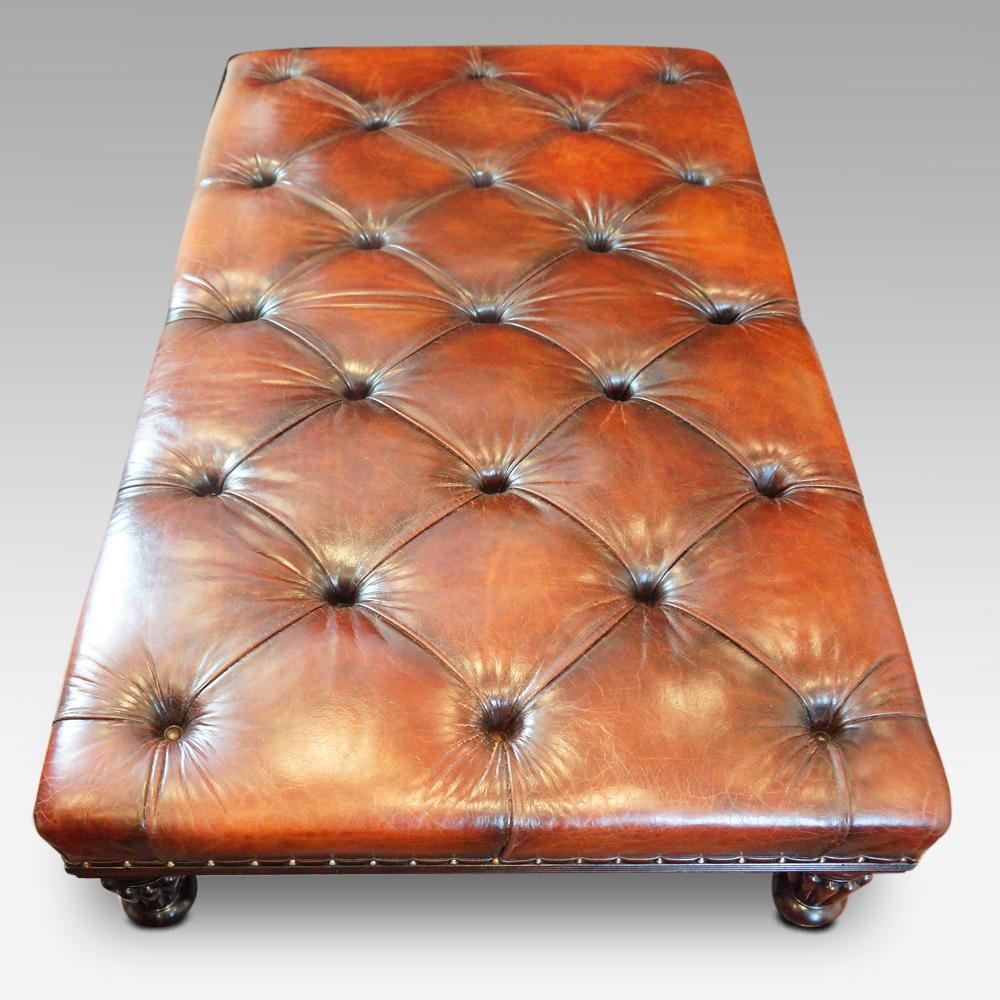 Large Leather Coffee Table Stool on William IV Legs In Excellent Condition In Salisbury, Wiltshire