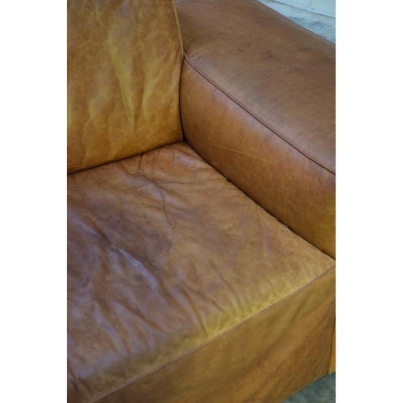 Large Leather Corner Sofa, 1980s For Sale 6