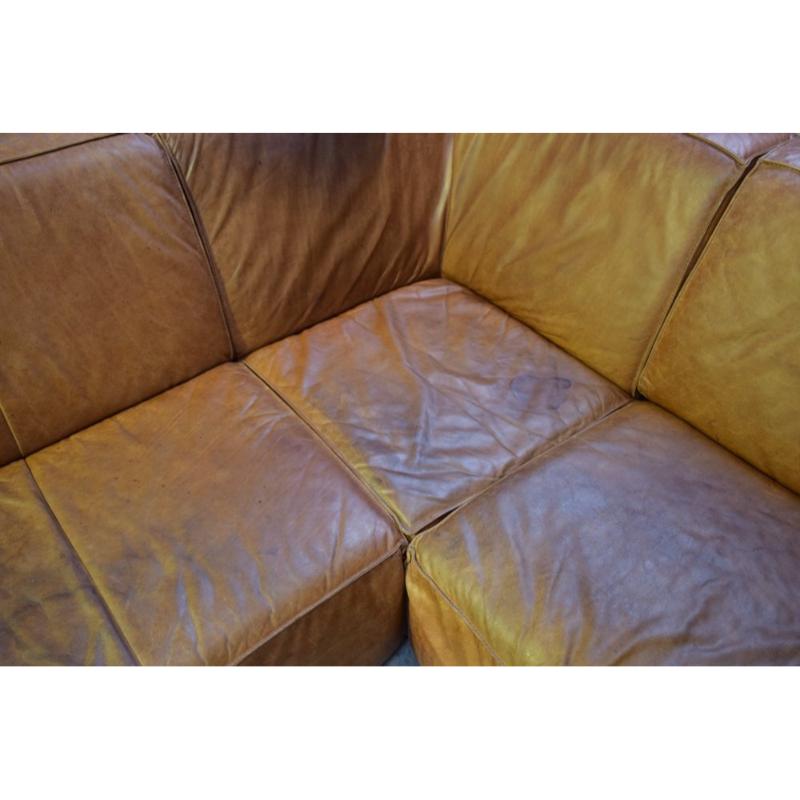 Large Leather Corner Sofa, 1980s For Sale 8