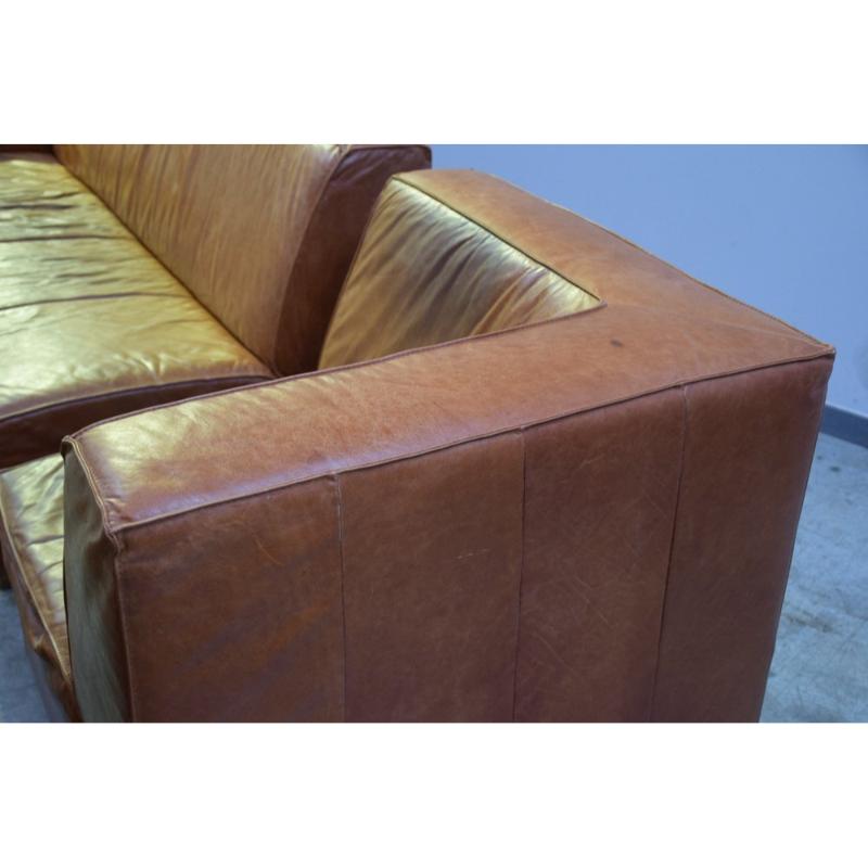 Large Leather Corner Sofa, 1980s For Sale 9