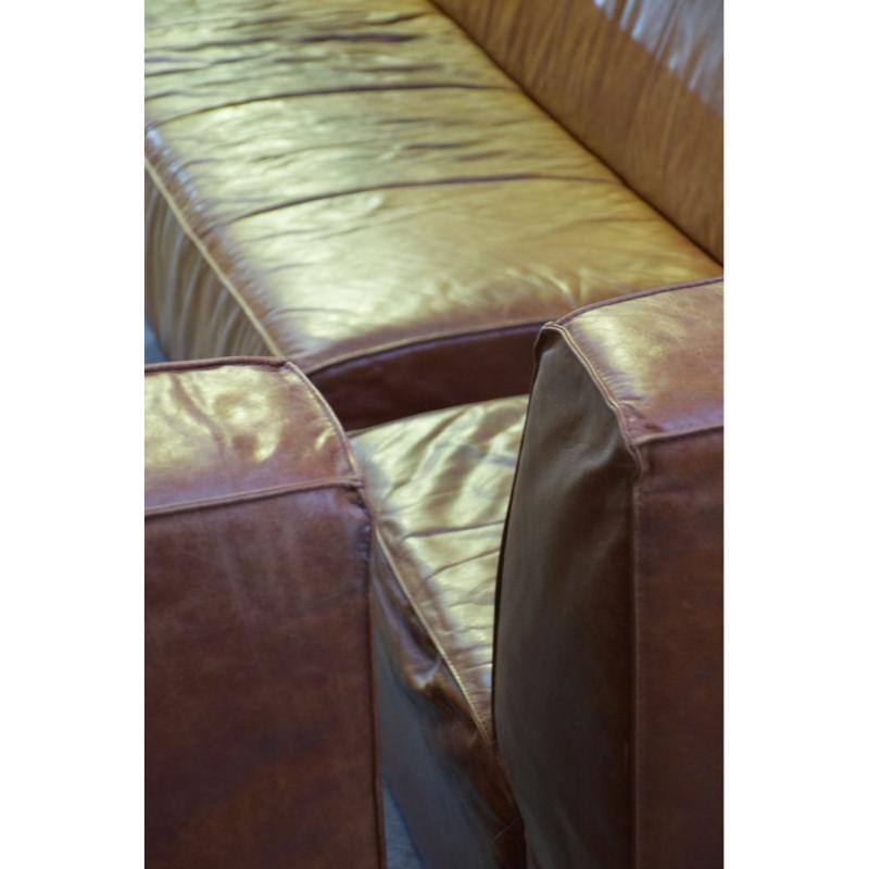 Large Leather Corner Sofa, 1980s For Sale 10