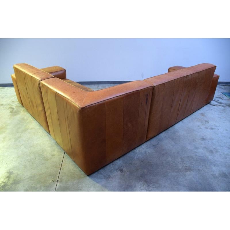 Large Leather Corner Sofa, 1980s For Sale 12