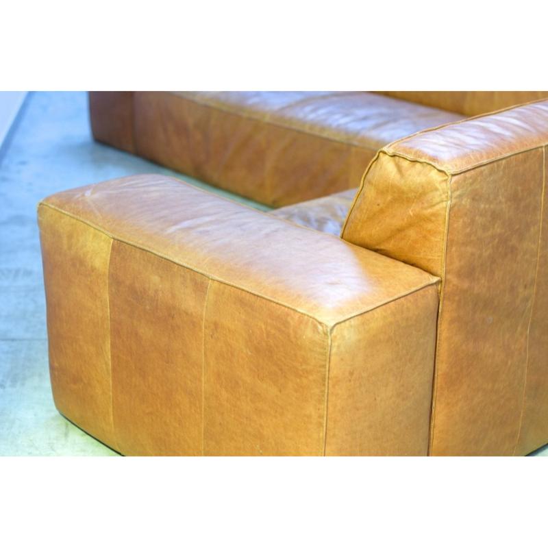 Large Leather Corner Sofa, 1980s For Sale 15