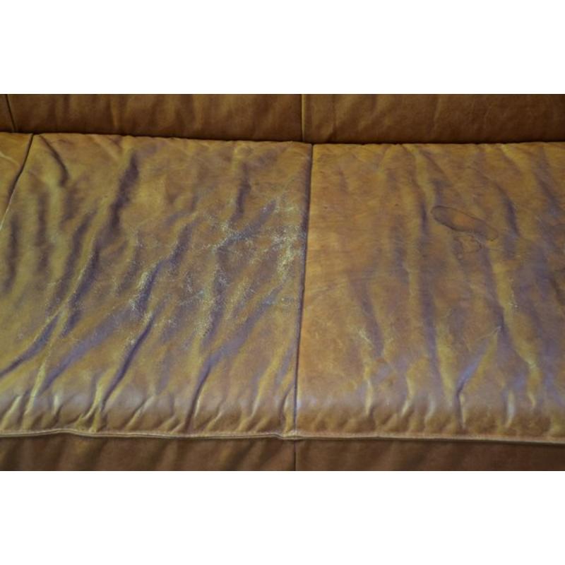 Italian Large Leather Corner Sofa, 1980s For Sale