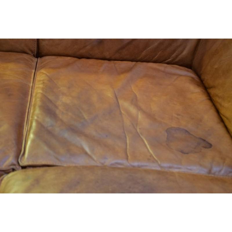 Large Leather Corner Sofa, 1980s In Excellent Condition For Sale In Andrézieux-Bouthéon, FR