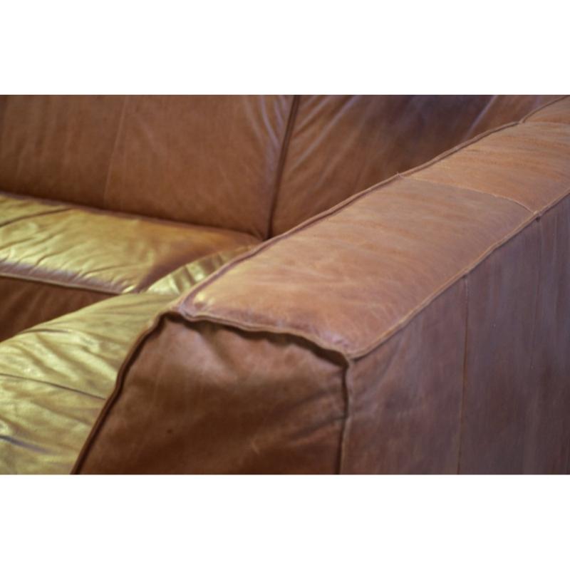 Large Leather Corner Sofa, 1980s For Sale 3