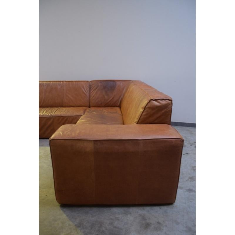 Large Leather Corner Sofa, 1980s For Sale 4