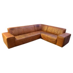 Large Leather Corner Sofa, 1980s