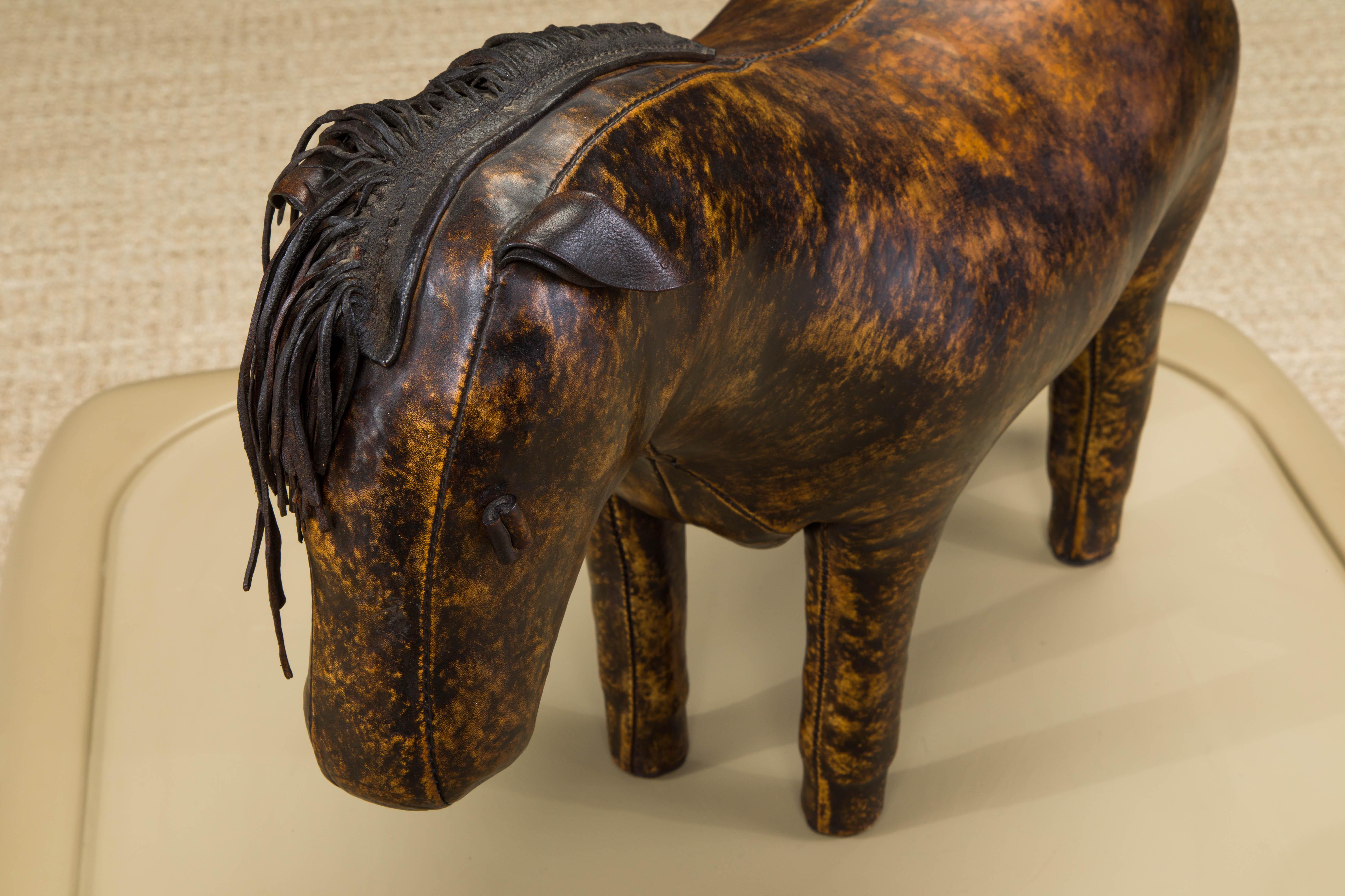Large Leather Donkey Footstool by Dimitri Omersa for Abercrombie & Fitch, 1970s 7
