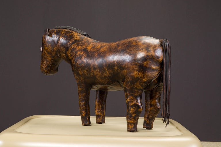Large Leather Donkey Footstool by Dimitri Omersa for Abercrombie & Fitch, 1970s For Sale 1