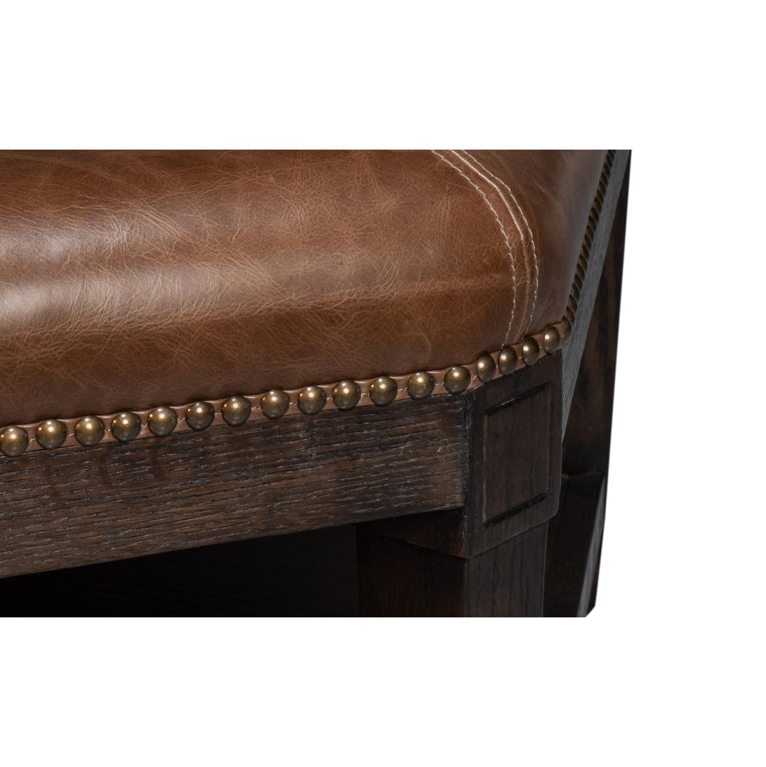 Large Leather Hexagonal Ottoman 3