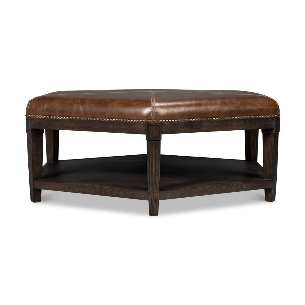 Large Leather Hexagonal Ottoman 1