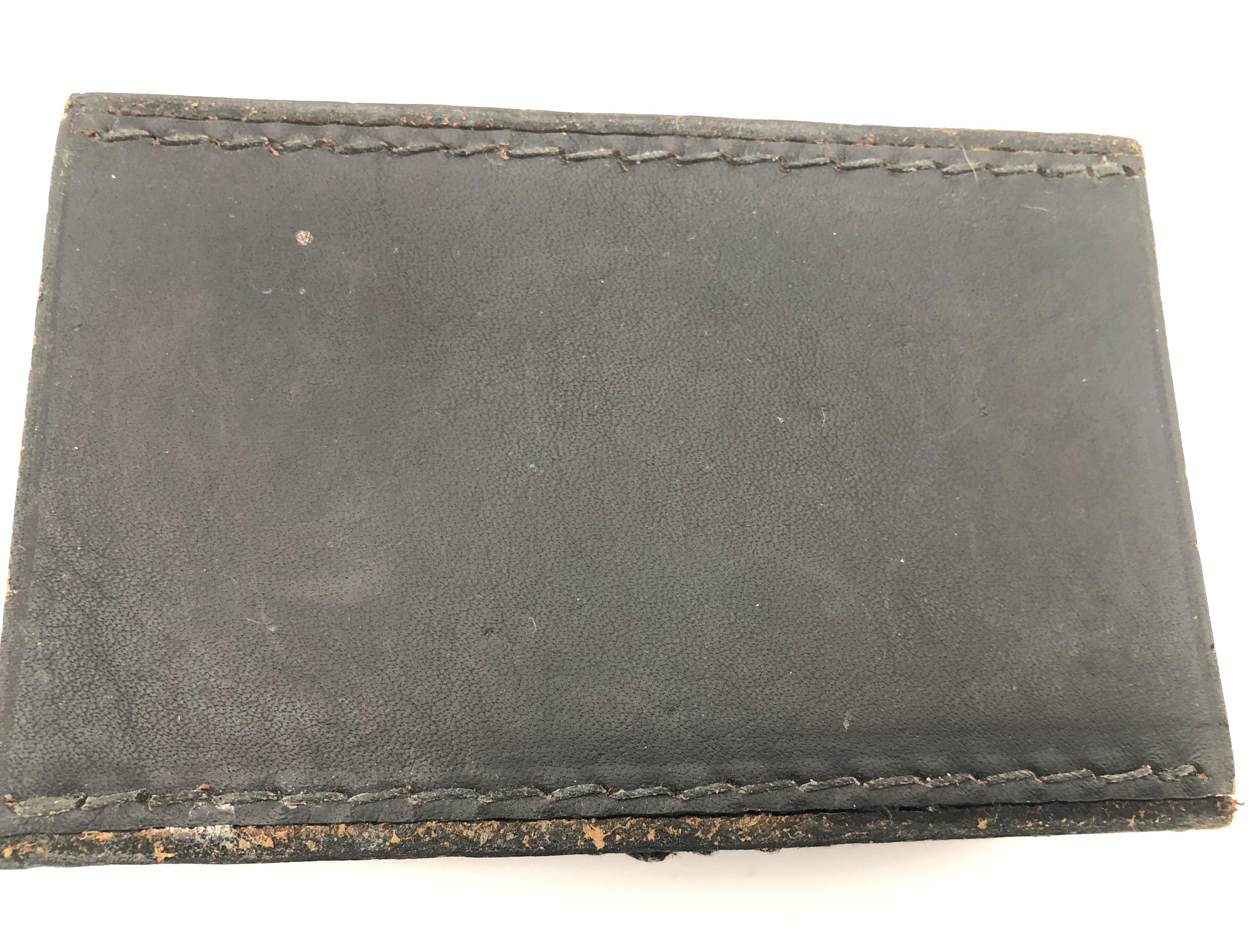 Austrian Large Leather Matchbox Incl. Original Matches Carl Aubock, 1950s