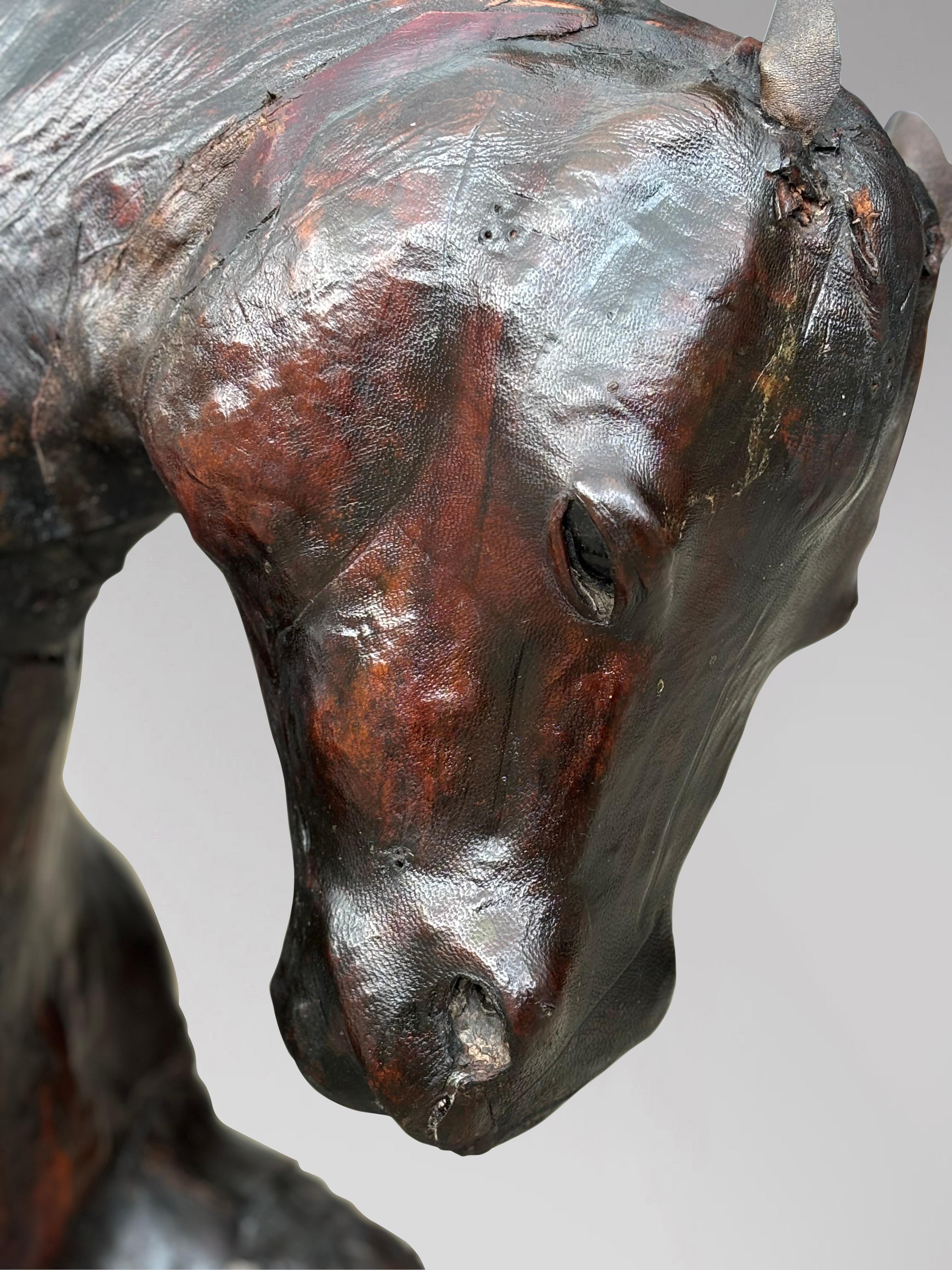 20th Century Large Leather Model of a Horse Stamped by Liberty & Co London, 1930s For Sale