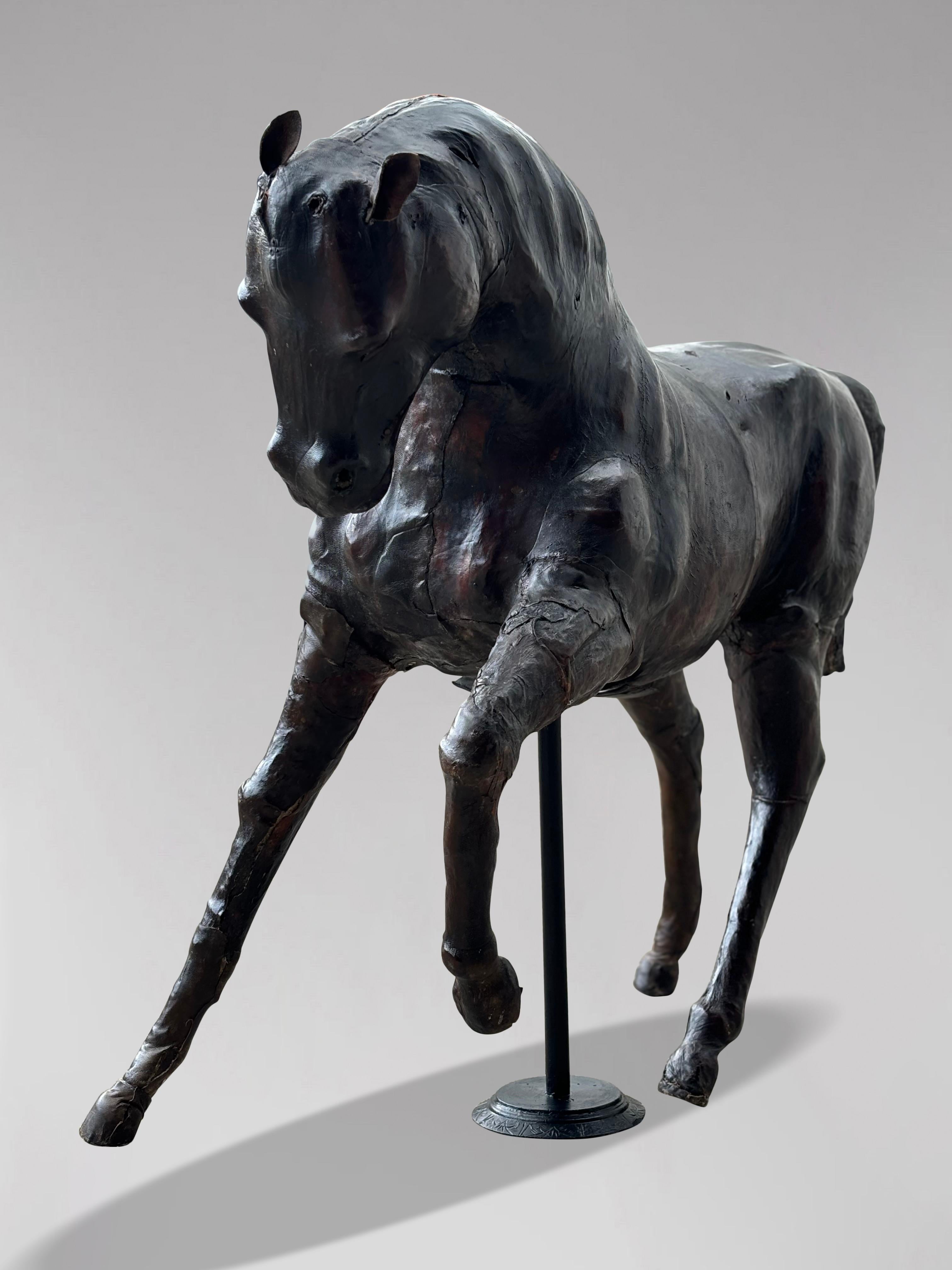 Large Leather Model of a Horse Stamped by Liberty & Co London, 1930s For Sale 2