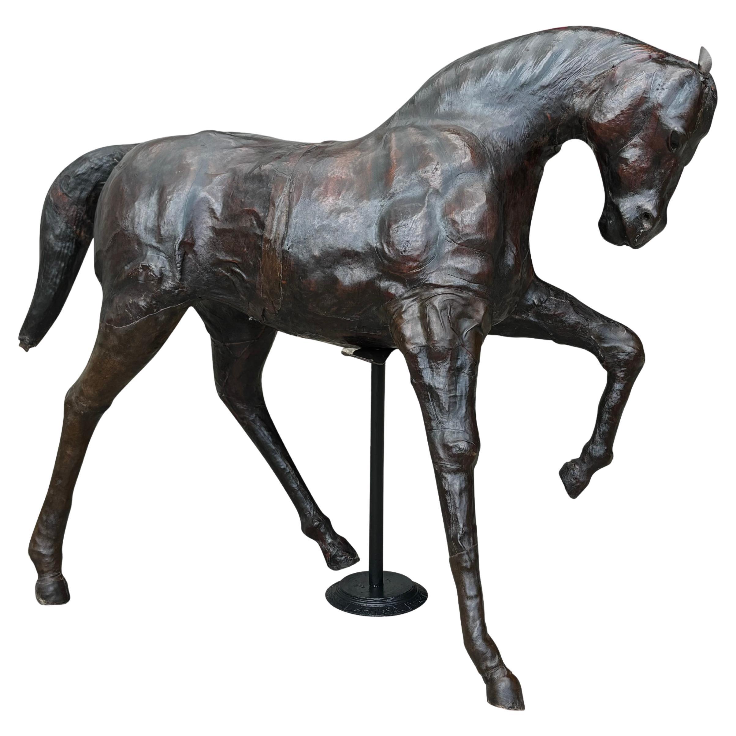 Large Leather Model of a Horse Stamped by Liberty & Co London, 1930s