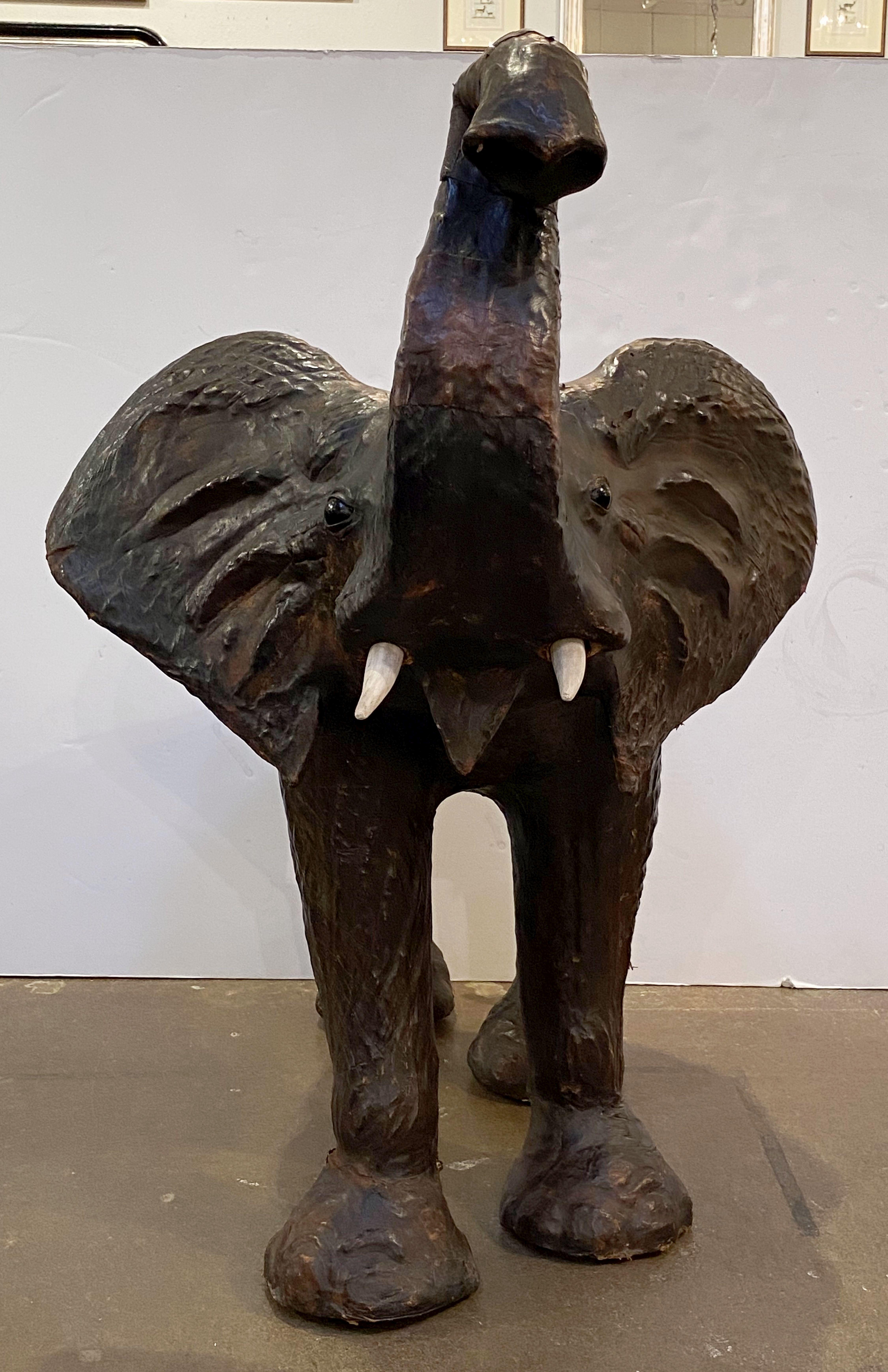 Large Leather Model of an Elephant from England For Sale 2