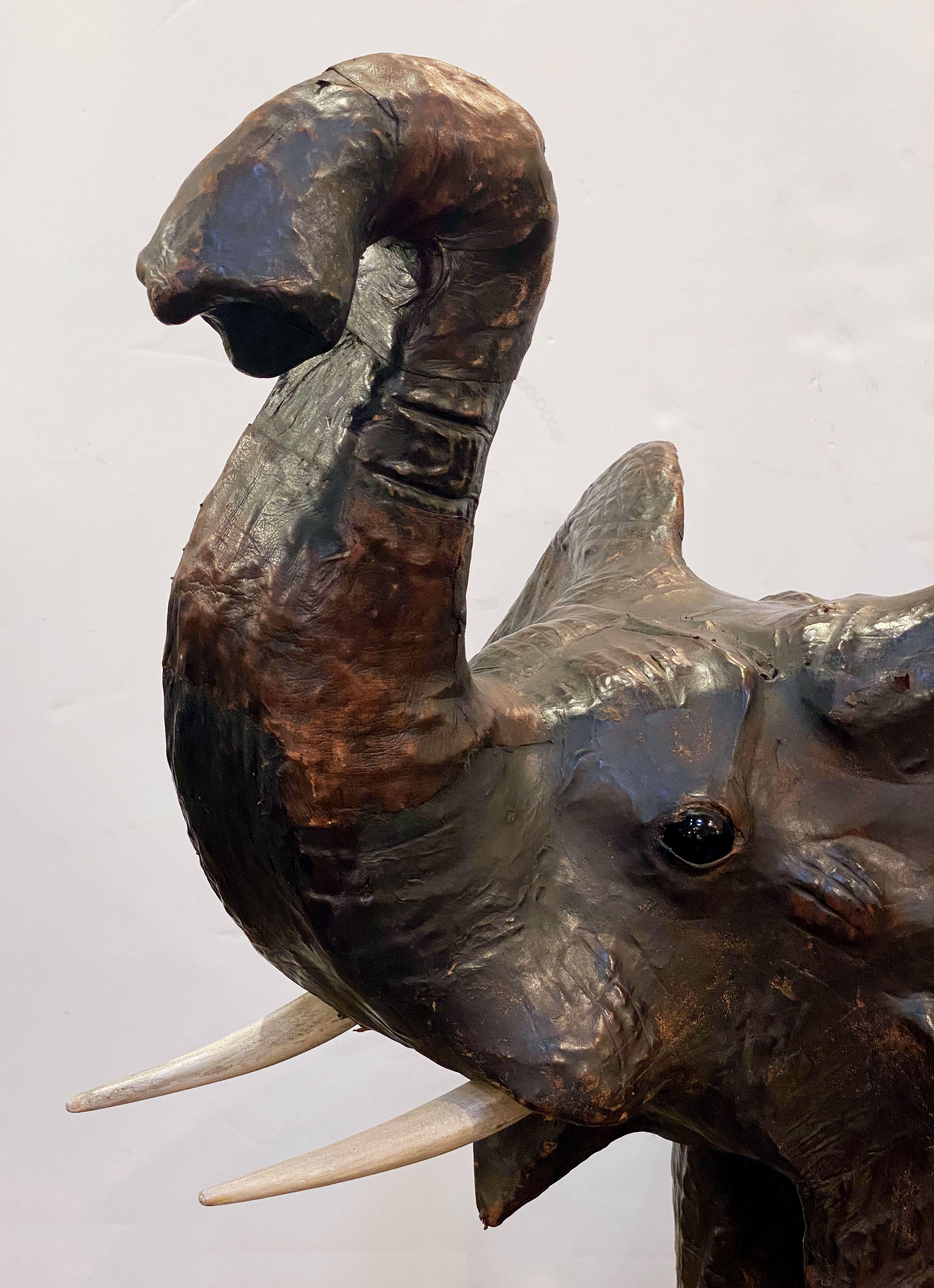 Large Leather Model of an Elephant from England For Sale 3