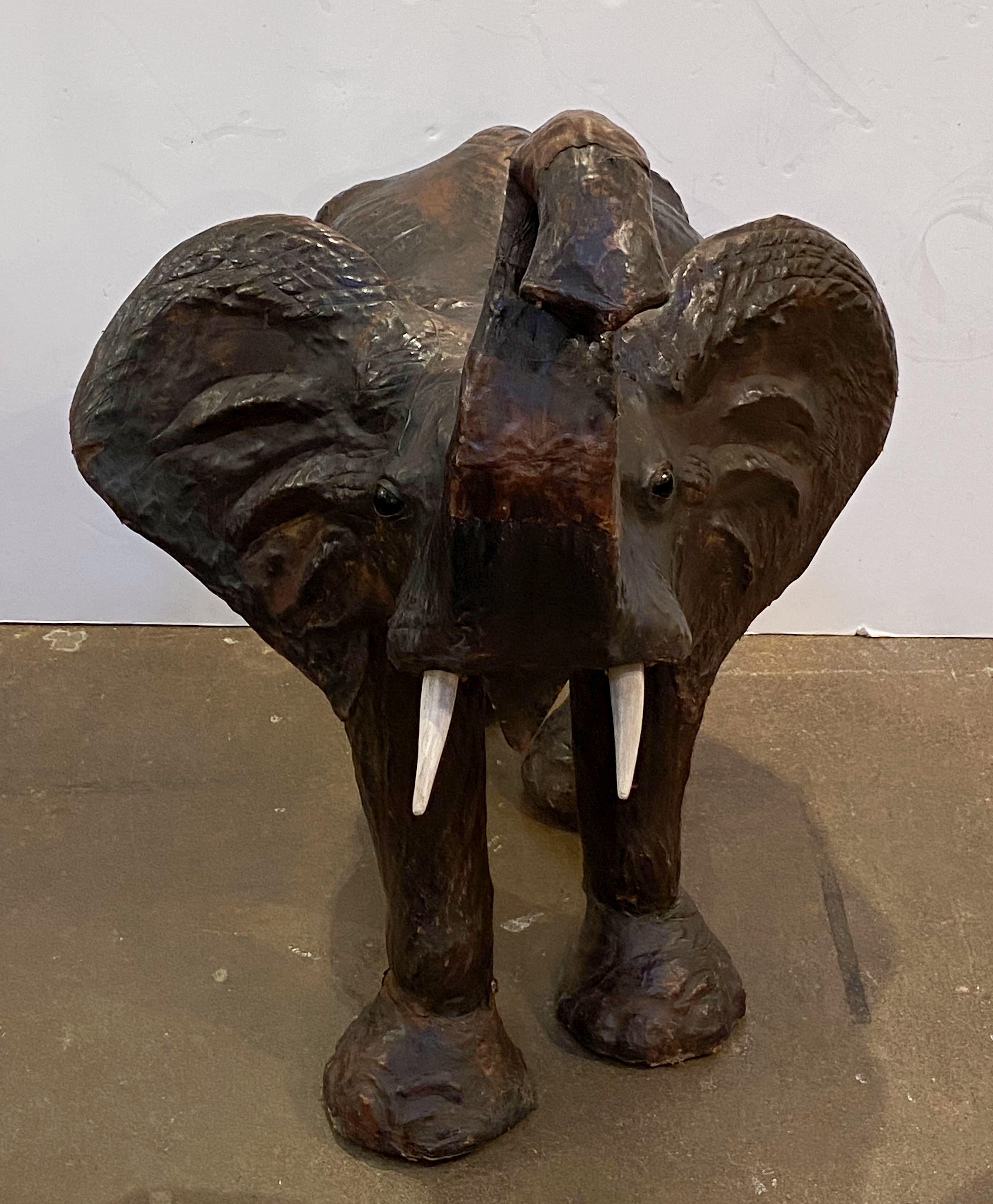 Large Leather Model of an Elephant from England For Sale 1
