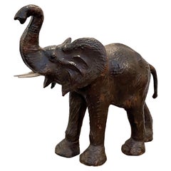 Vintage Large Leather Model of an Elephant from England