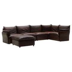 Großes modulares Ledersofa, Deutschland, 1970er-Jahre.
