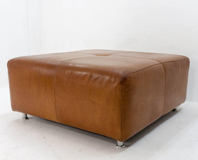 Large Leather Ottoman at 1stDibs