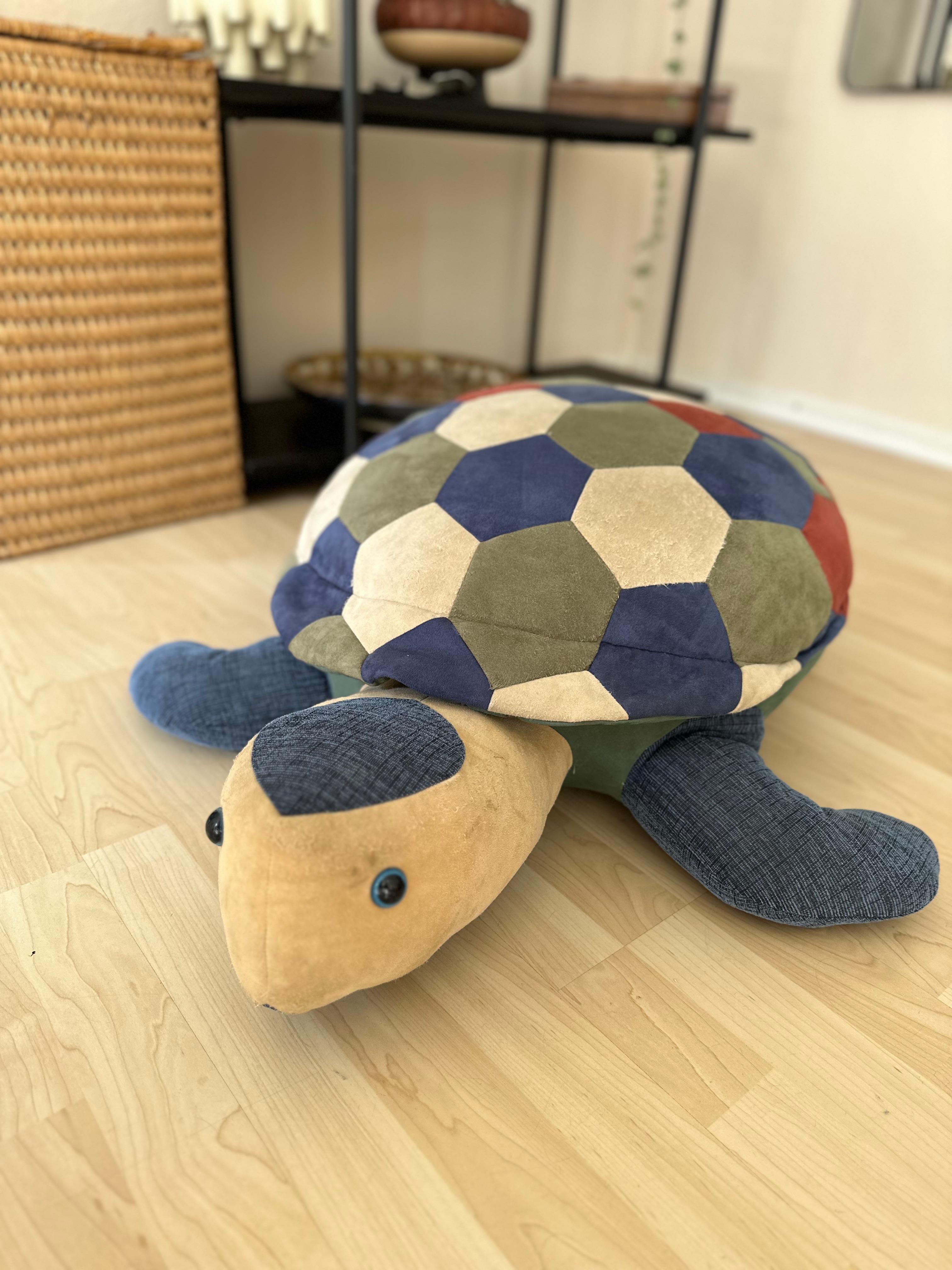 large leather pouf in shape of a turtle, 1970 For Sale 12