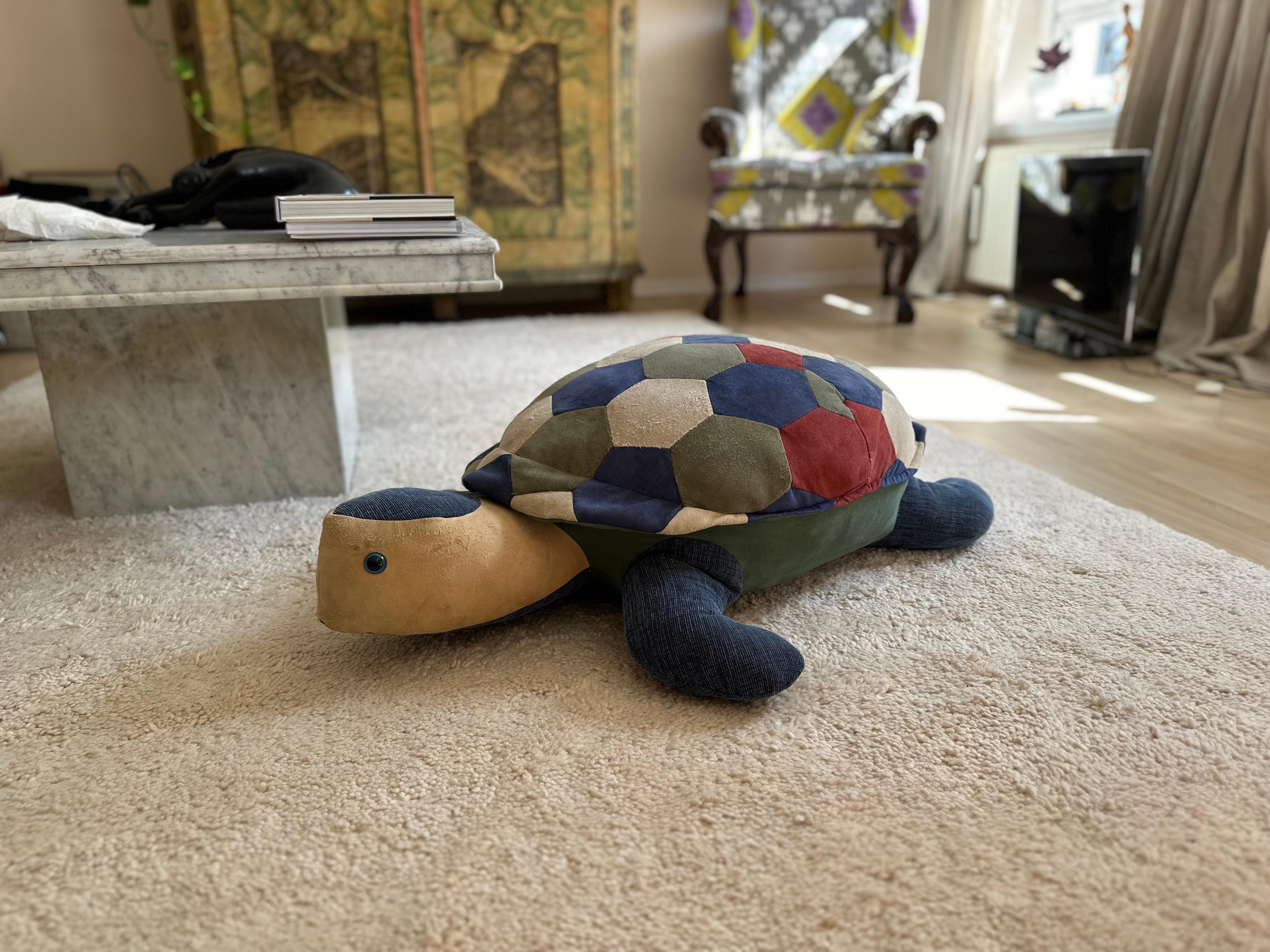 large leather pouf in shape of a turtle, 1970 For Sale 14