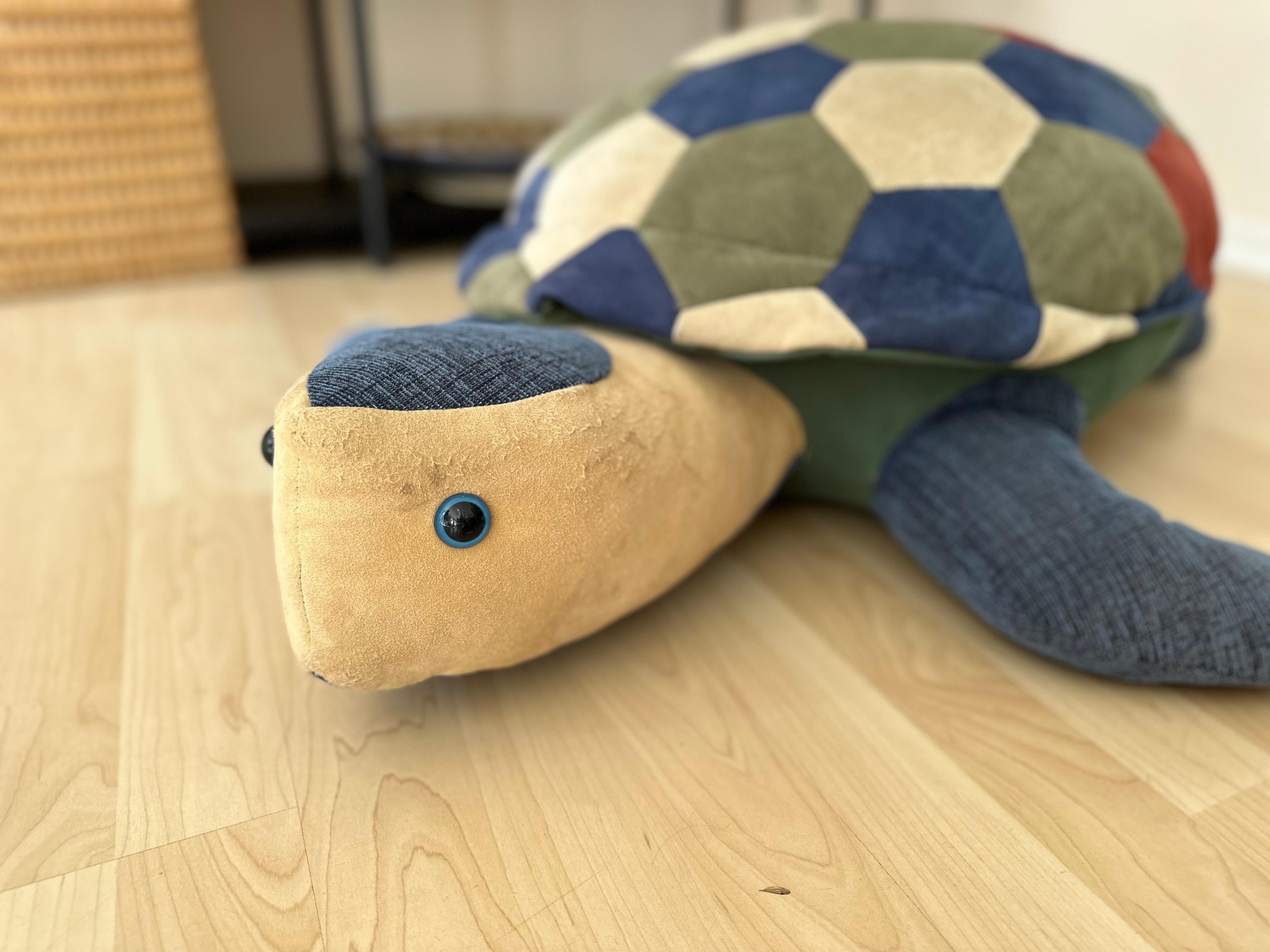 large leather pouf in shape of a turtle, 1970 For Sale 1