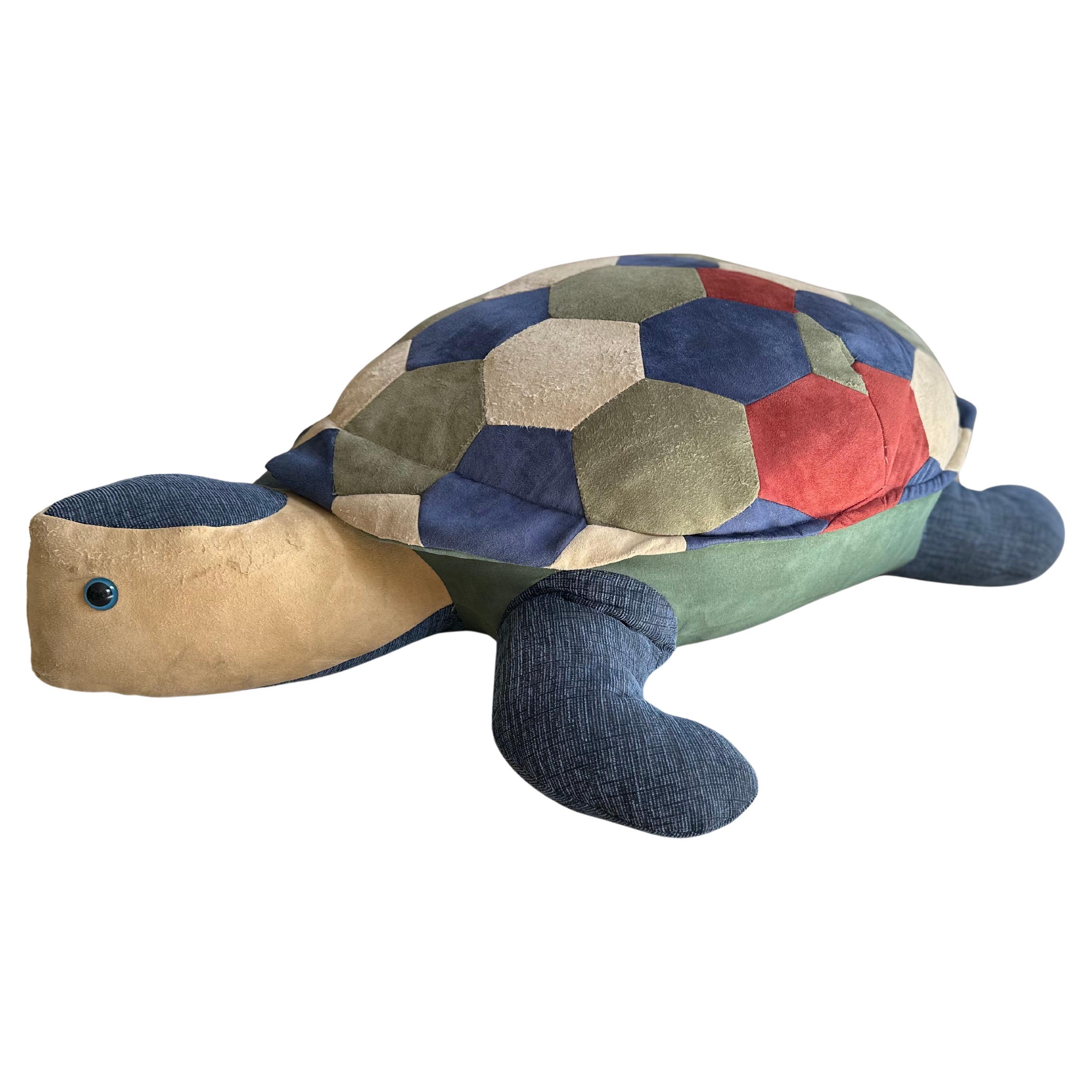 large leather pouf in shape of a turtle, 1970