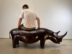 Large Leather Rhinoceros Bench by Valenti
