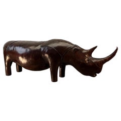 Large Leather Rhinoceros Bench by Valenti