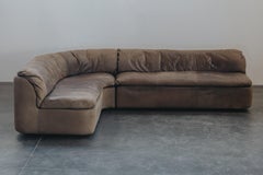 Large Leather Sectional Sofa From France, Circa 1970