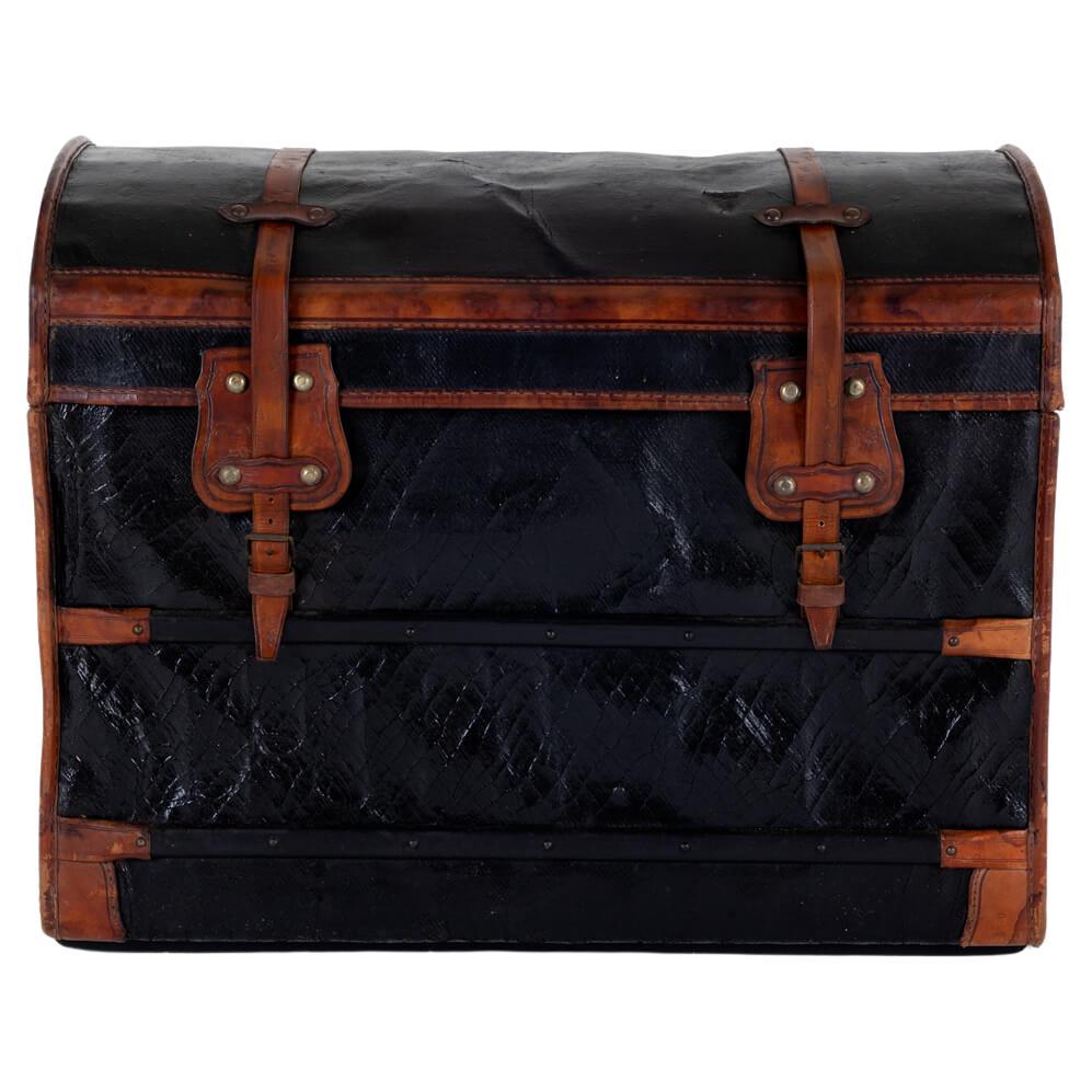 Large Leather Steamer Trunk For Sale