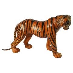 Large Leather Tiger Sculpture
