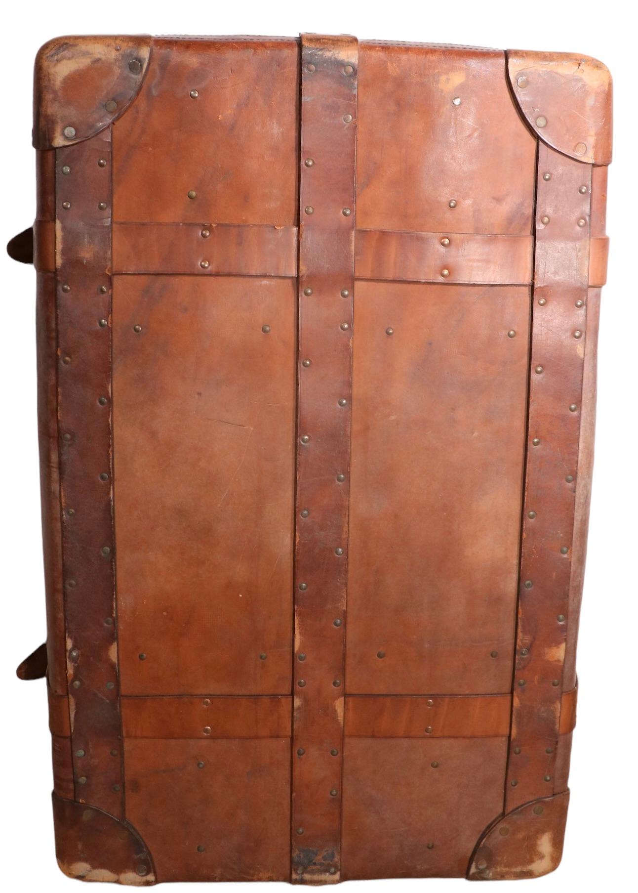 Large Leather Trunk by M. Wurzl & Sohne Made in Budapest, Karlsbad 5