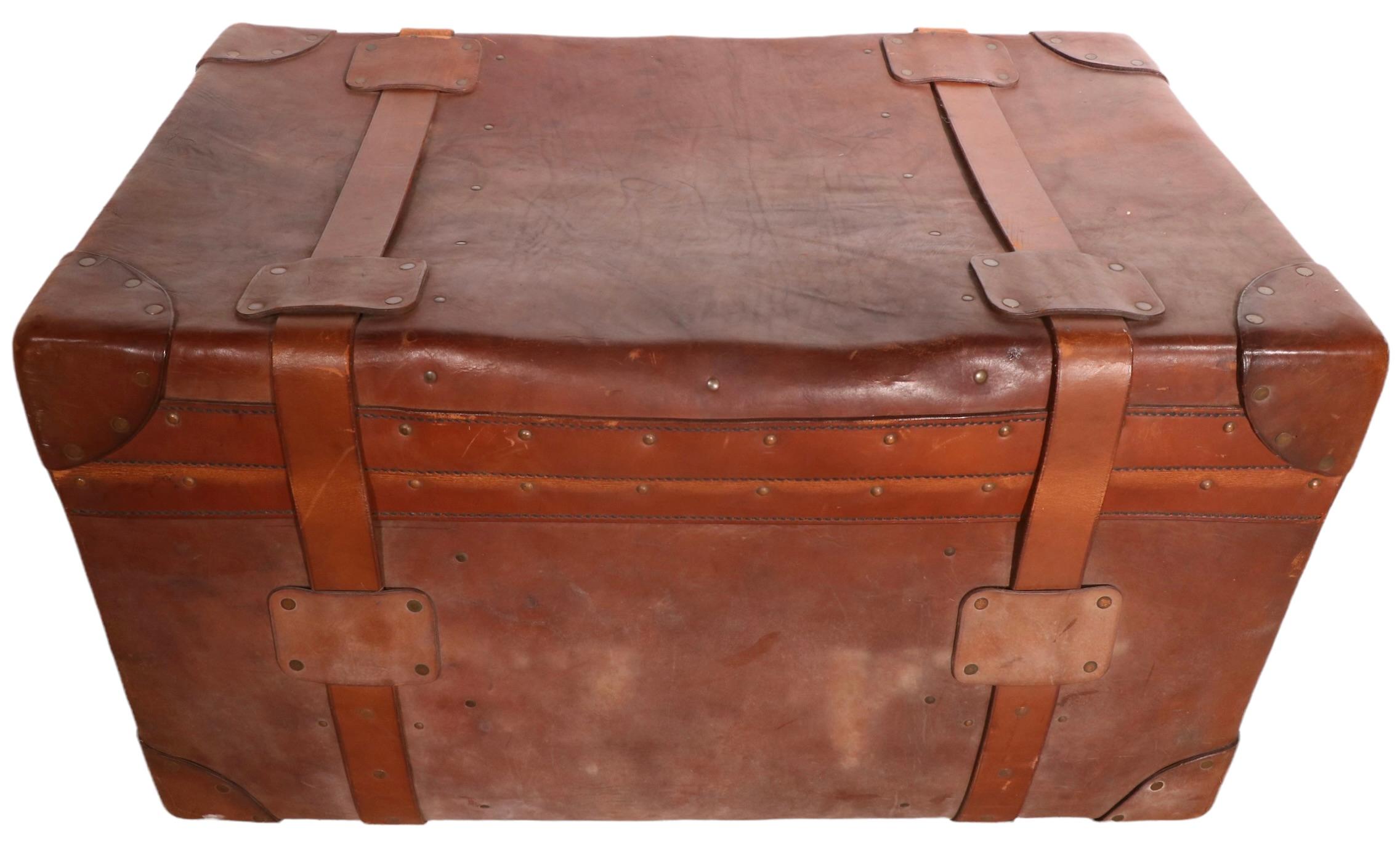 Large Leather Trunk by M. Wurzl & Sohne Made in Budapest, Karlsbad 7